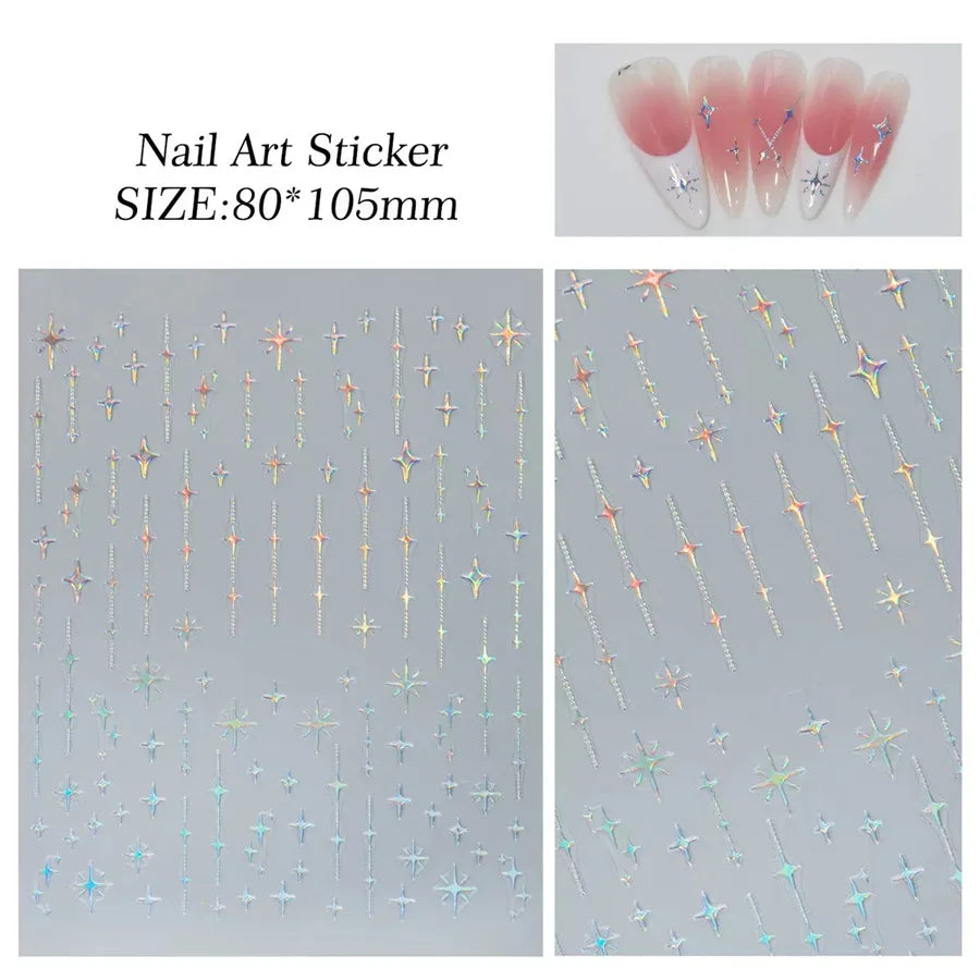 Adesivos 3D de Estrelas Metálicas Para Decoração de Unhas- Nail Art