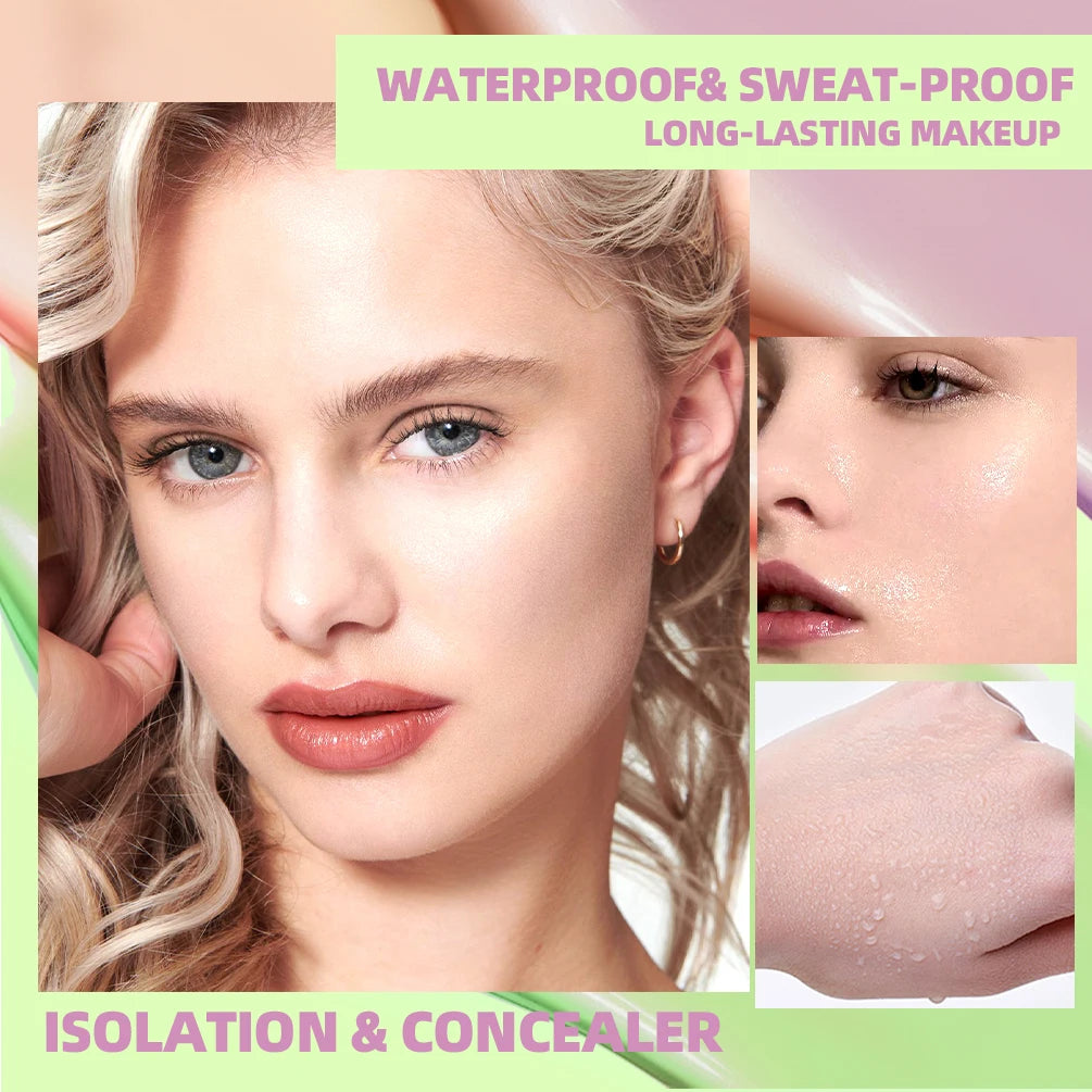 Primer Facial Tricolor QIBEST – Uniformiza, Ilumina e Prolonga a Maquiagem