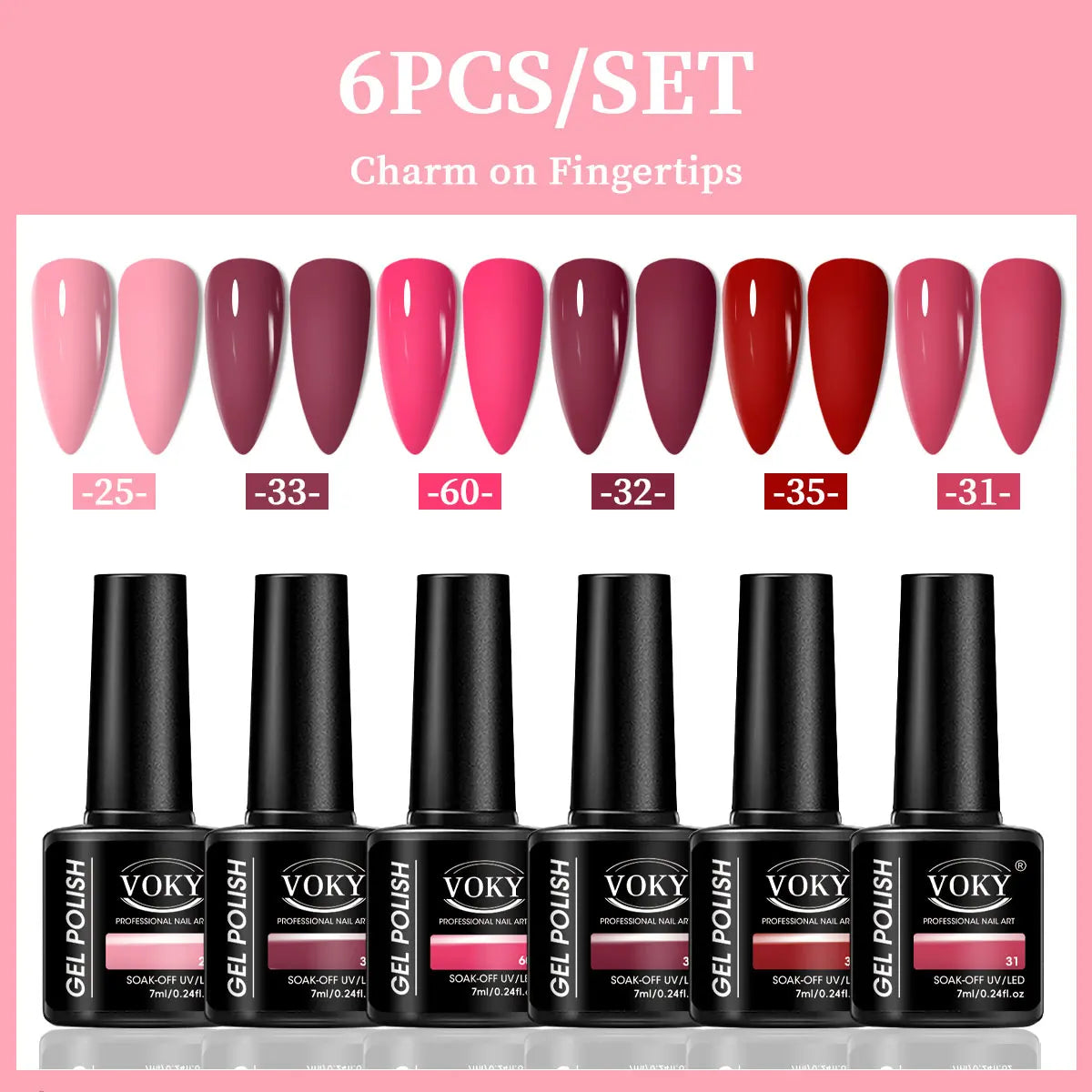 kit com 6 Esmaltes em gel UV/LED- cores modernas e longa Duraçao