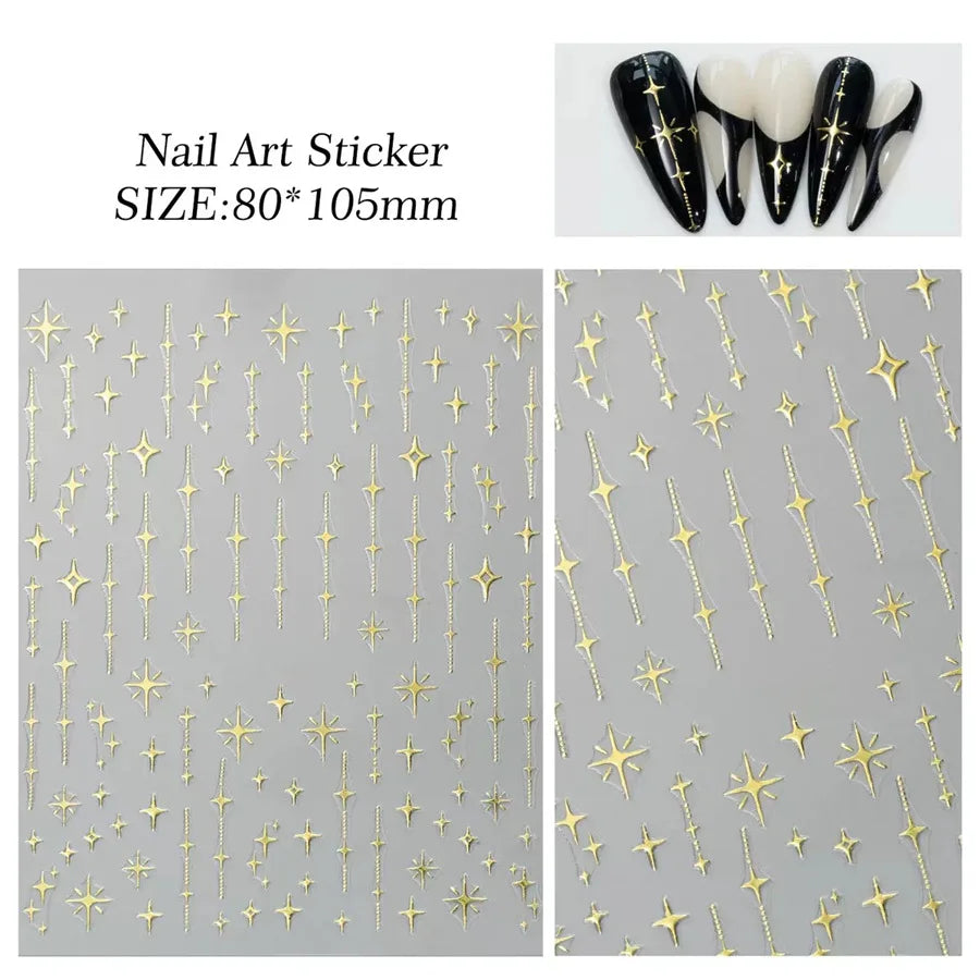 Adesivos 3D de Estrelas Metálicas Para Decoração de Unhas- Nail Art