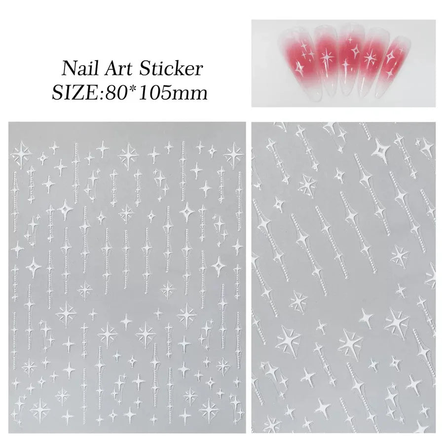 Adesivos 3D de Estrelas Metálicas Para Decoração de Unhas- Nail Art