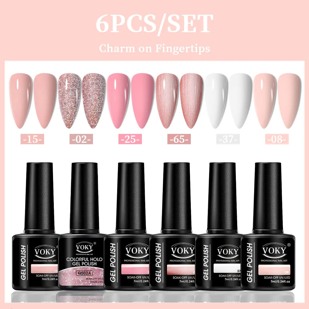 kit com 6 Esmaltes em gel UV/LED- cores modernas e longa Duraçao