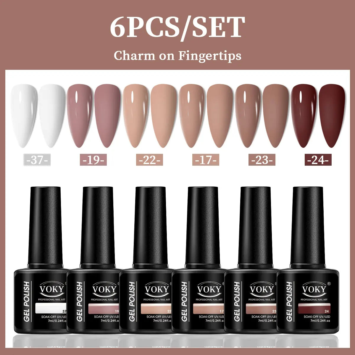 kit com 6 Esmaltes em gel UV/LED- cores modernas e longa Duraçao