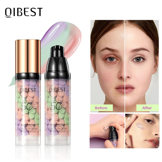 Primer Facial Tricolor QIBEST – Uniformiza, Ilumina e Prolonga a Maquiagem