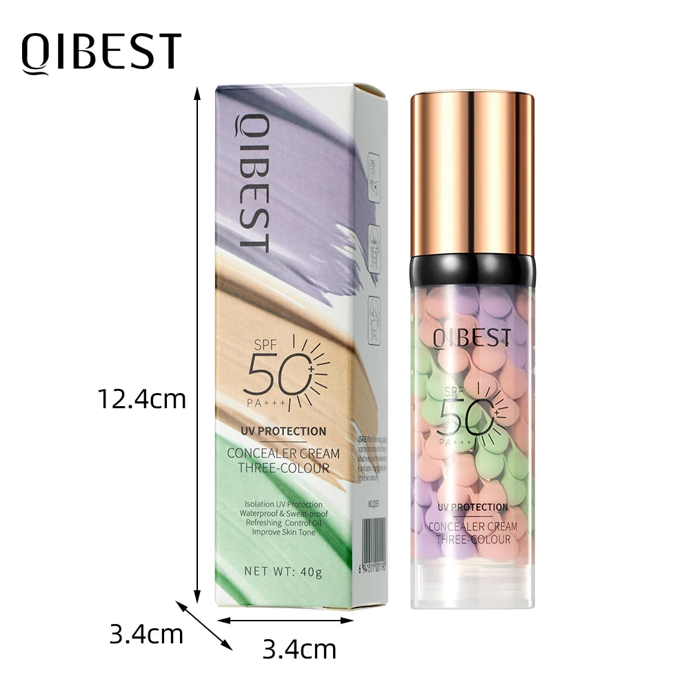 Primer Facial Tricolor QIBEST – Uniformiza, Ilumina e Prolonga a Maquiagem