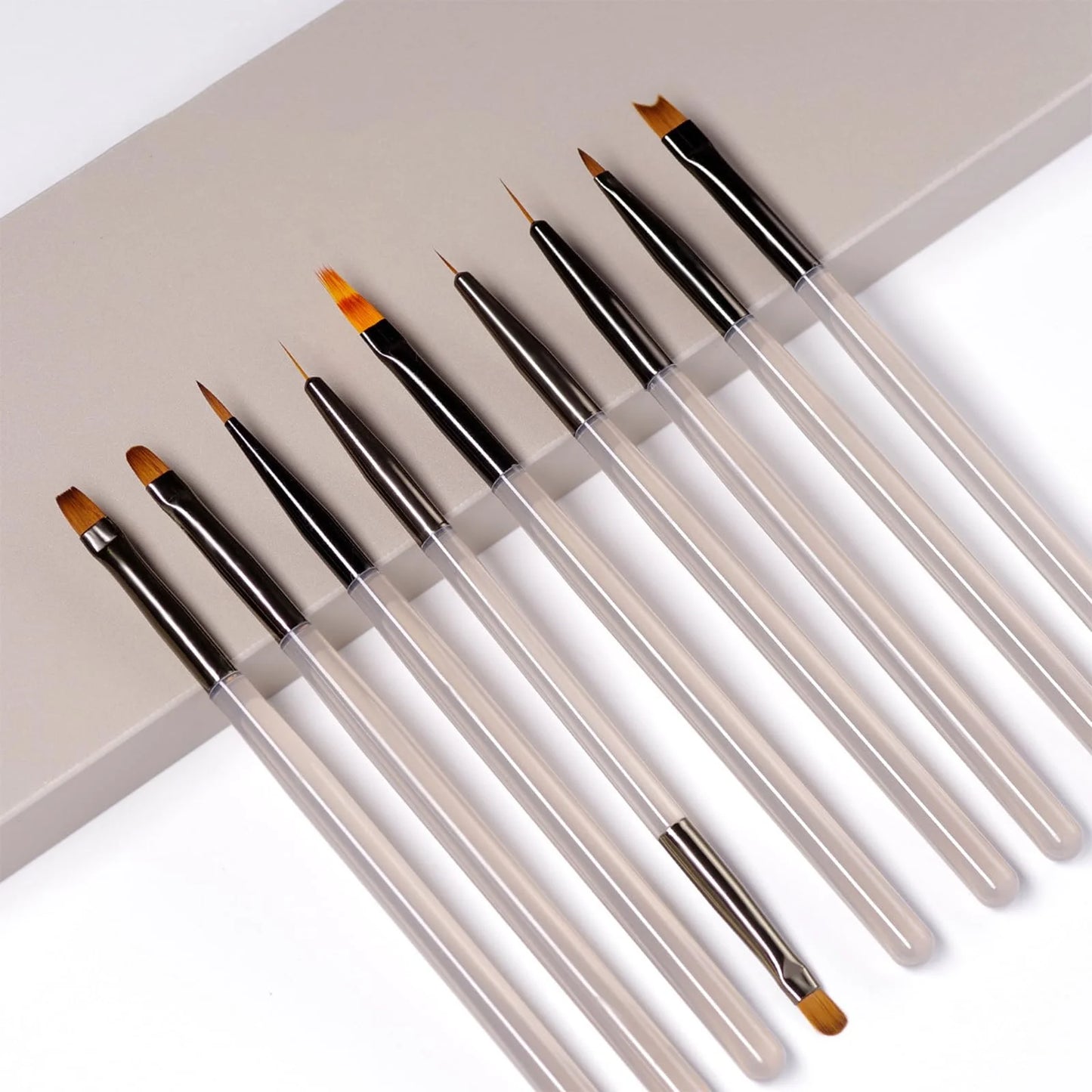 Conjunto Profissional com 9 Pincéis para Decoração de Unha Nail Art