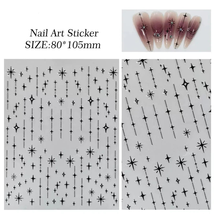 Adesivos 3D de Estrelas Metálicas Para Decoração de Unhas- Nail Art