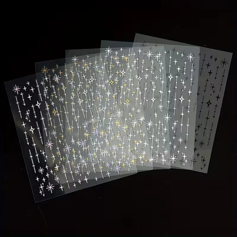 Adesivos 3D de Estrelas Metálicas Para Decoração de Unhas- Nail Art