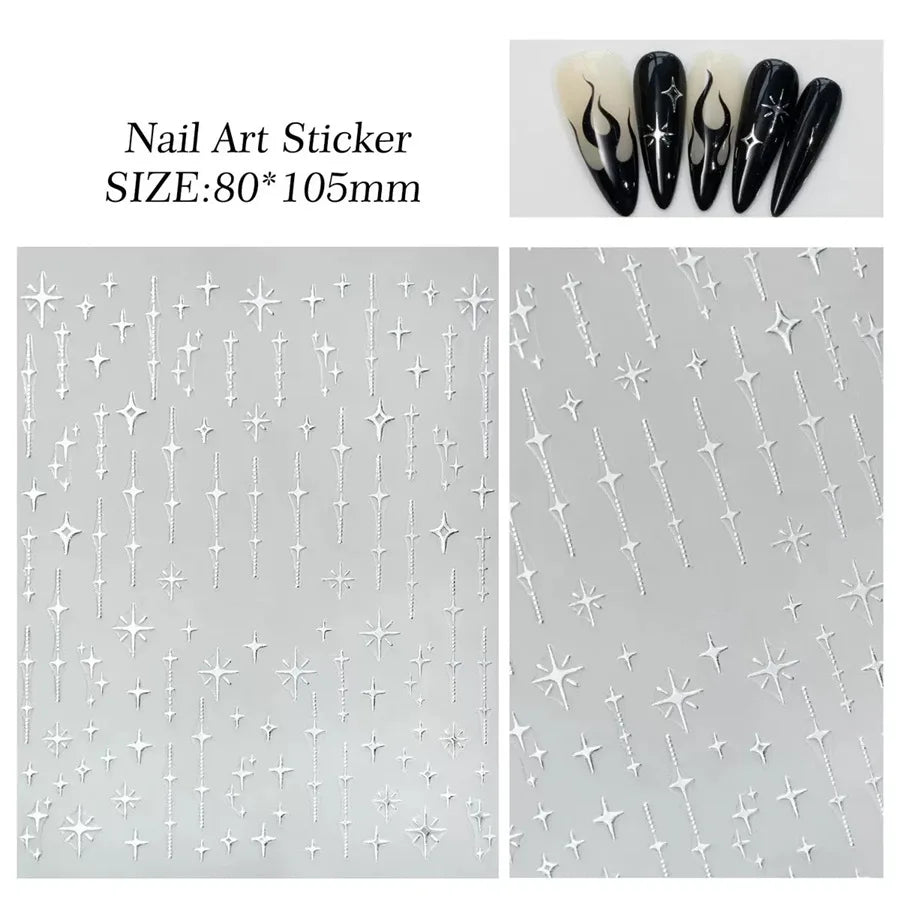 Adesivos 3D de Estrelas Metálicas Para Decoração de Unhas- Nail Art
