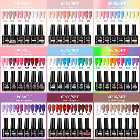 kit com 6 Esmaltes em gel UV/LED- cores modernas e longa Duraçao