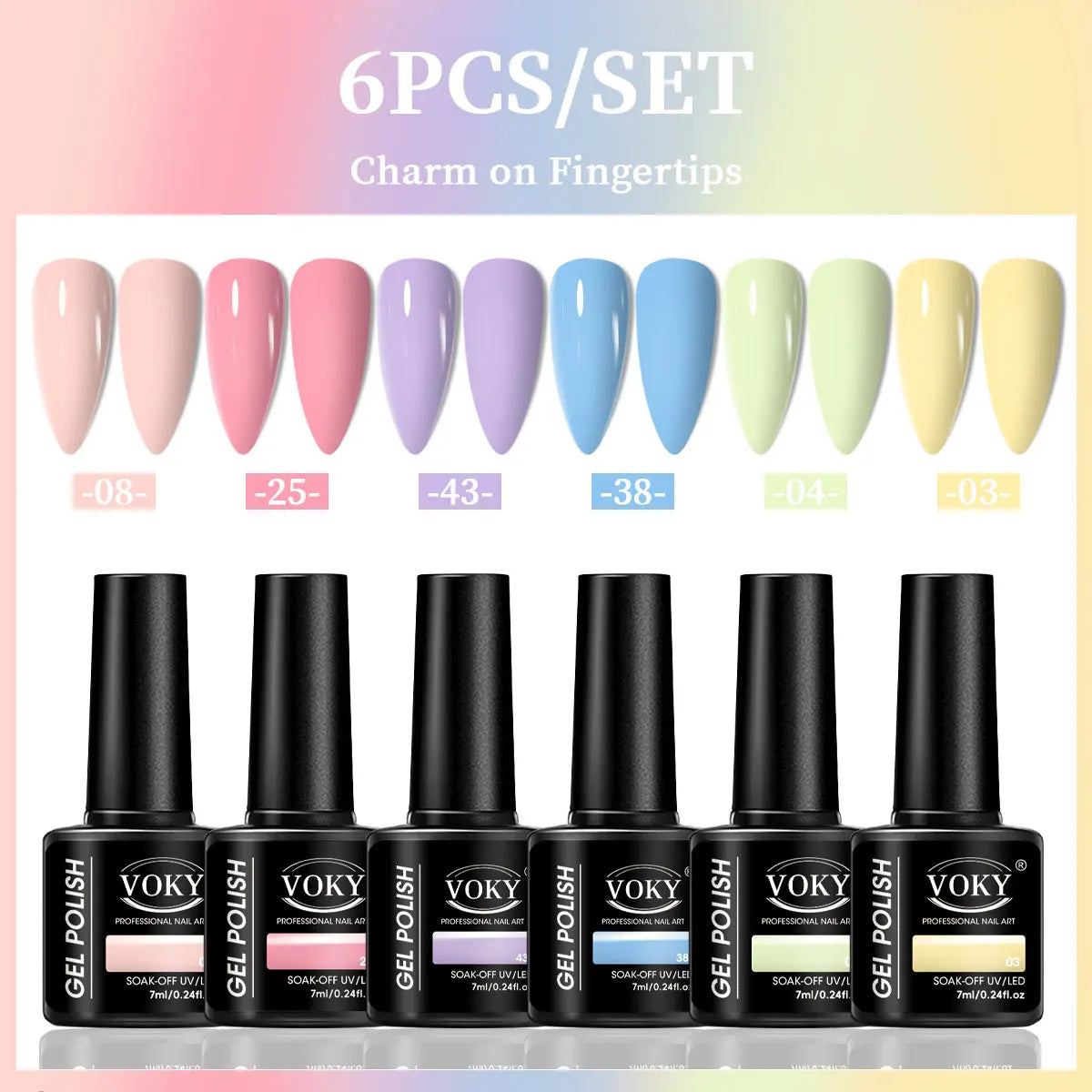 kit com 6 Esmaltes em gel UV/LED- cores modernas e longa Duraçao