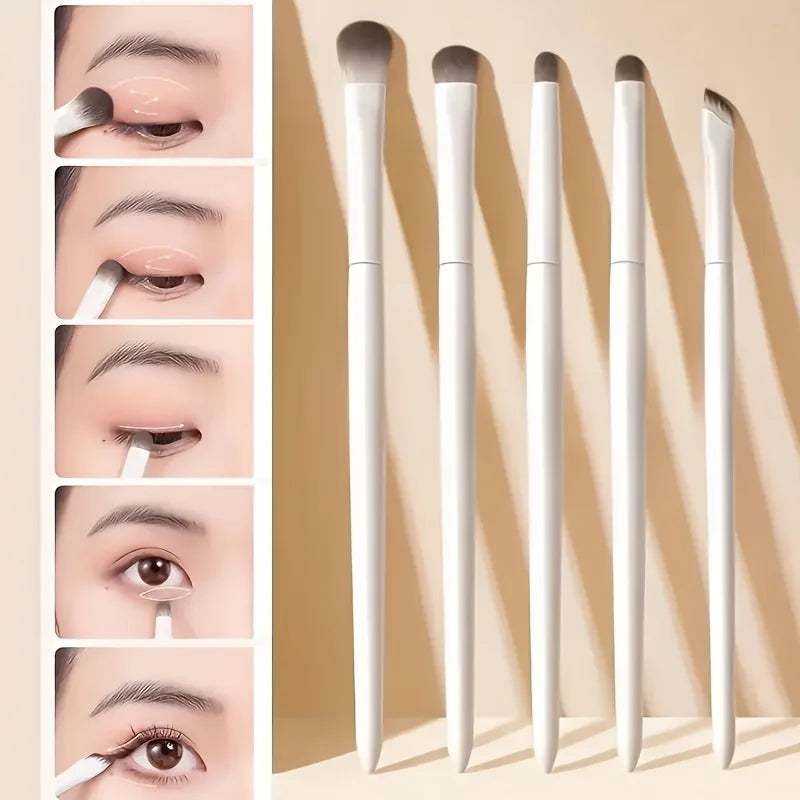 Kit com 5 Pincéis para Maquiagem dos Olhos – Cerdas Macias para Sombra, Esfumar e Delinear