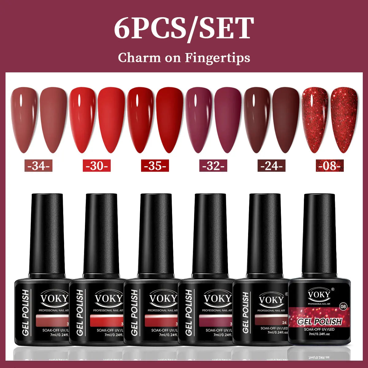 kit com 6 Esmaltes em gel UV/LED- cores modernas e longa Duraçao