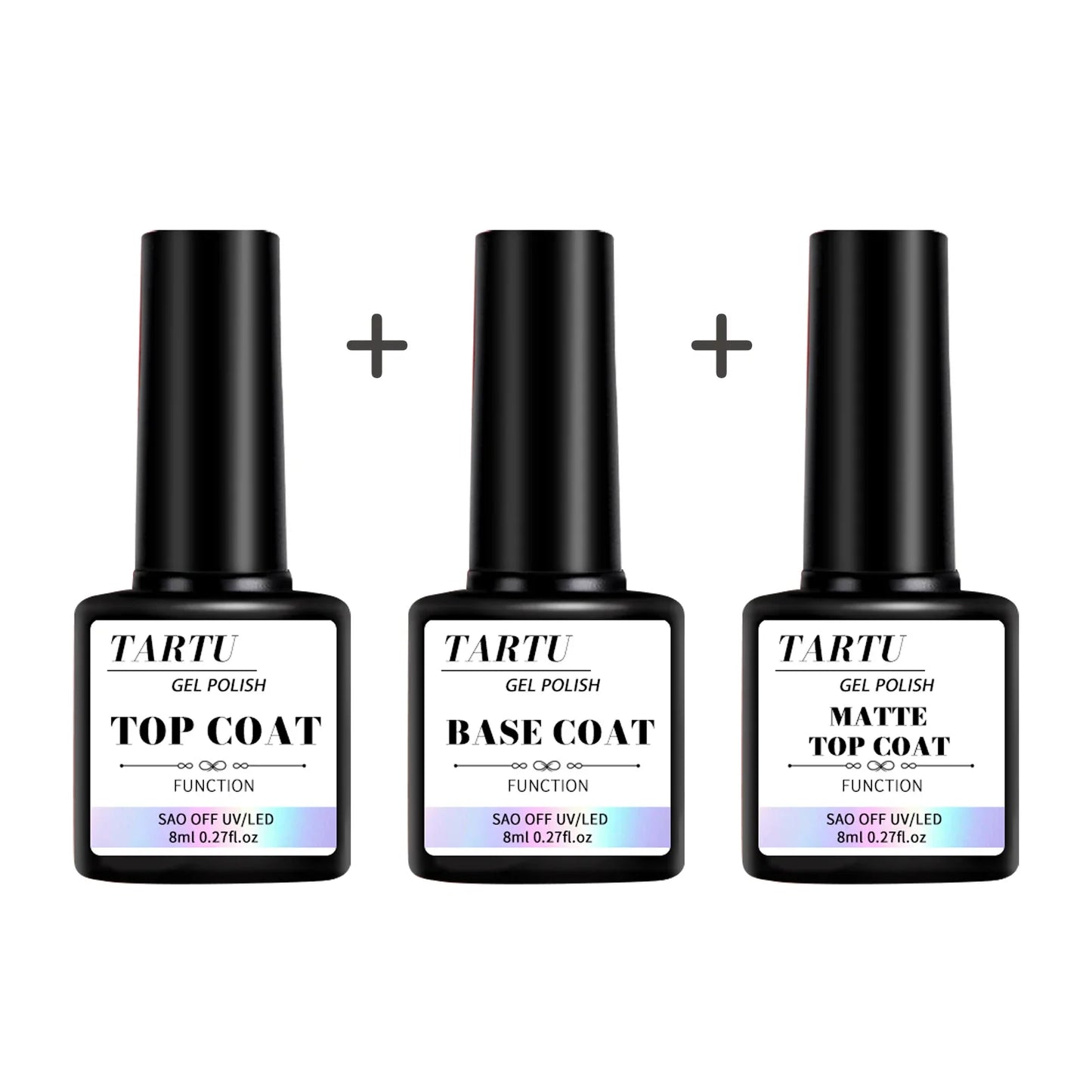 kit Base Coat, Kit Profissional Base Coat, Top Coat,Brilhante e Top Coat Fosco para Unhas em Gel