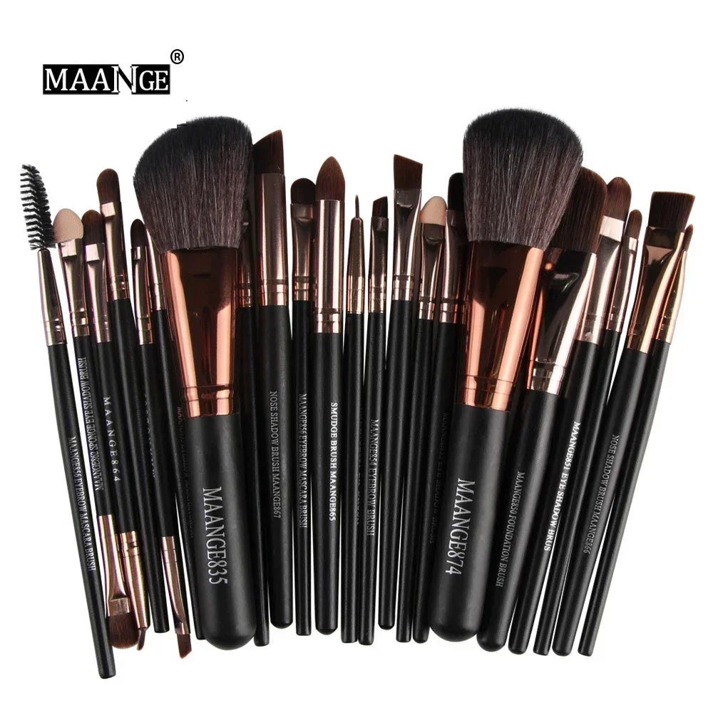 Kit de Pincéis de Maquiagem Profissional – 3, 13 ou 22 Peças com Cerdas Macias