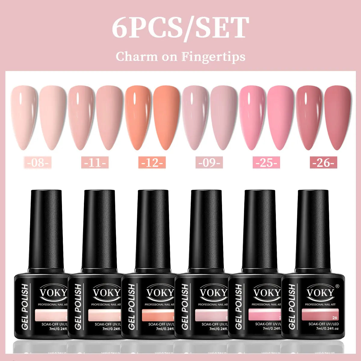 kit com 6 Esmaltes em gel UV/LED- cores modernas e longa Duraçao